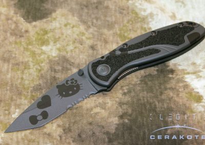 Kershaw Blur with custom black and gray Hello Kitty Cerakote finish