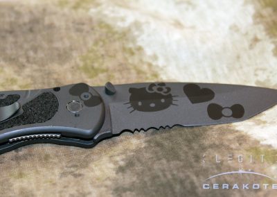 Kershaw Blur with custom black and gray Hello Kitty Cerakote finish